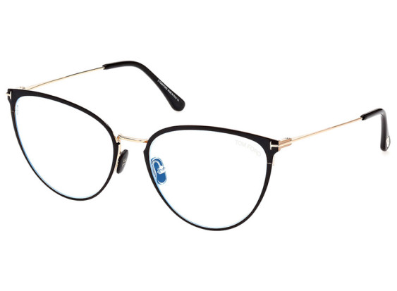 Tom Ford FT5840-B 001 Shiny Black/Gold/Clear Blue Light Block 56mm