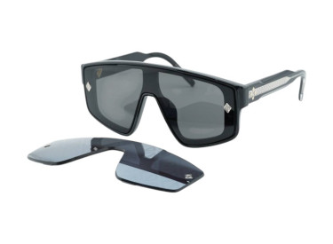 Dior CD DIAMOND M1U 10A0 Shiny Black/Grey and Silver Mirrored with CD Diamond Motif Magnetic Interchangeable Lenses