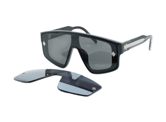 Dior CD DIAMOND M1U 10A0 Shiny Black/Grey and Silver Mirrored with CD Diamond Motif Magnetic Interchangeable Lenses