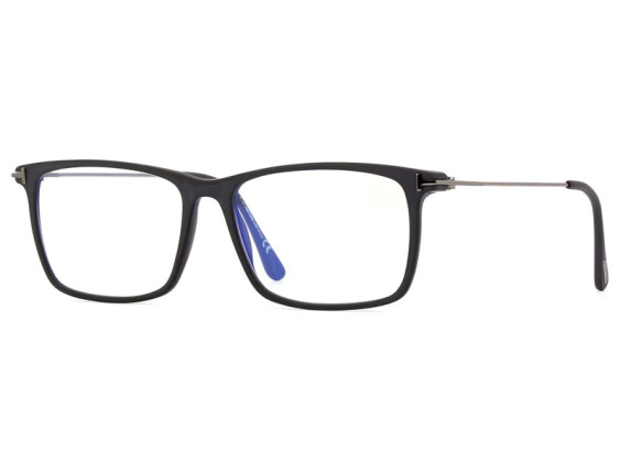 Tom Ford FT5758-B 002 Matte Black/Shiny Ruthenium/Clear Blue Light Block 54mm