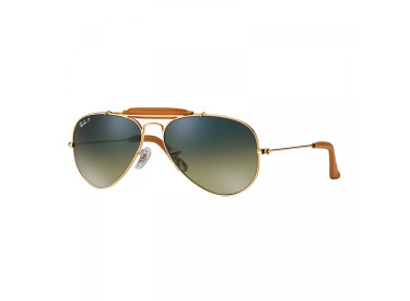 Ray Ban RB3422Q 001M9 Arista Gold/Light Brown Leather