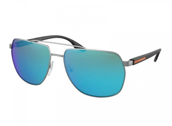 Prada Sport PS55US 7CQ5M2 Matte Gunmetal / Light Green Mirror Blue