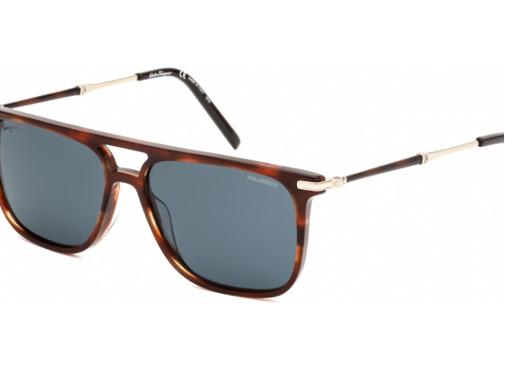Salvatore Ferragamo SF966SP 216 Striped Brown / Blue Polarized
