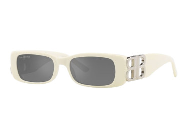 Balenciaga BB0096S 020 Ivory/Grey with Mirror Silver Mirror