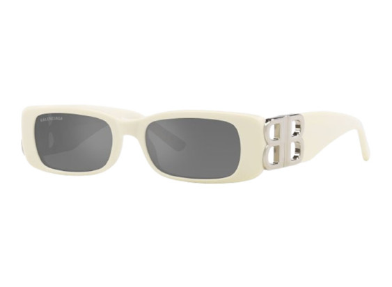 Balenciaga BB0096S 020 Ivory/Grey with Mirror Silver Mirror