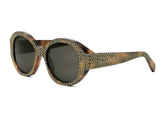 Celine CL4240IS 53A Shiny Havana with Gold Studs Embellishment/Smoke