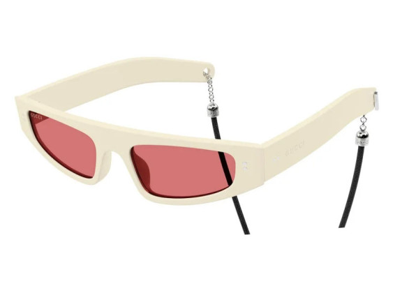 Gucci GG1634S 007 Ivory With Black Cord/Red