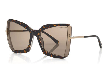 Tom Ford FT0766 56J Dark Havana & Transparent Light Grey with Rose Gold/Roviex