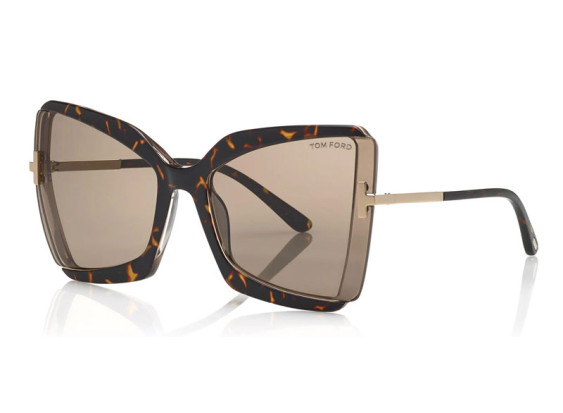 Tom Ford FT0766 56J Dark Havana & Transparent Light Grey with Rose Gold/Roviex