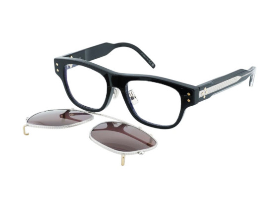 Dior CD DIAMONDO S10F 10BB Shiny Black/Clear with Magnetic Clip-On Brown 53mm