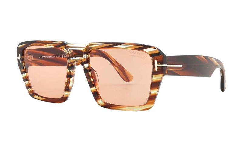 Tom Ford FT1153 55E Striped Brown Havana/Orange Photochromic