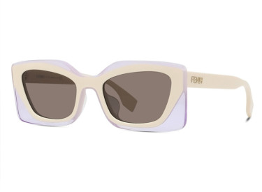 Fendi FE40034U 25E Transparent Lilac Base and Cream/Dark Brown