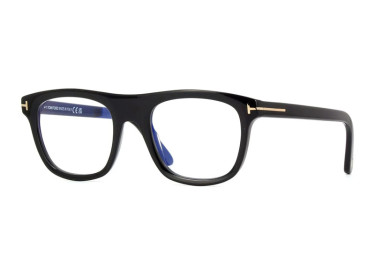 Tom Ford FT5939-B 001 Shiny Black/Clear Blue Light Block 52mm