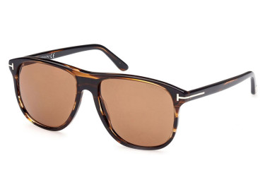Tom Ford FT0905 50E Shiny Warm Brown with Amber Stripes/Brown
