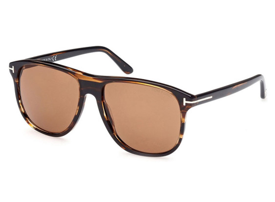 Tom Ford FT0905 50E Shiny Warm Brown with Amber Stripes/Brown