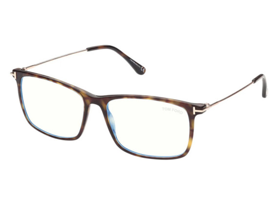Tom Ford FT5758-B 052 Spotted Havana/Gold/Clear Blue Light Block Lens 54mm