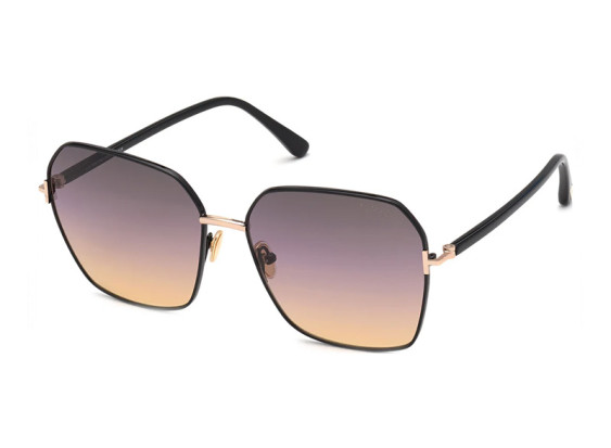 Tom Ford FT0839 01B Rose Gold/Shiny Black/Purple to Peach Gradient