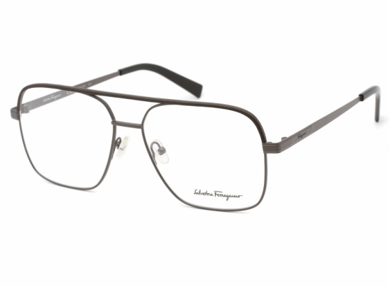 Salvatore Ferragamo SF2199L 037 Matte Ruthenium / DK BRN Leather 58mm