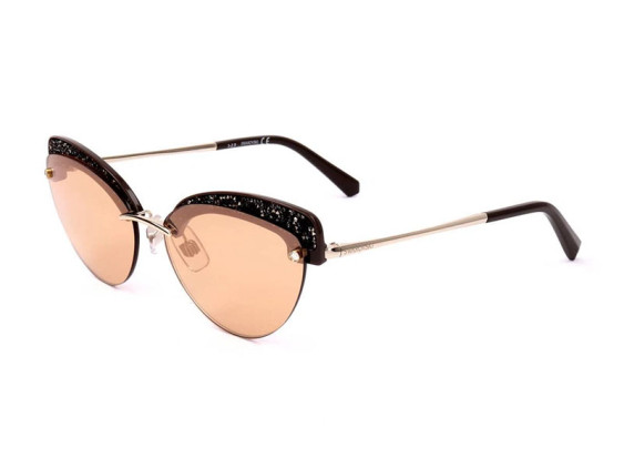 Swarovski SK0257 32G Gold/Dark Brown with Dark Stones/Brown Mirror