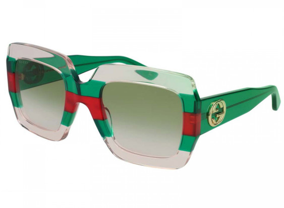 Gucci GG0178S 001 Transparent Light Pink With Green And Red/Green Gradient