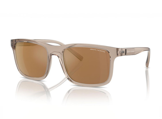 Armani Exchange AX4145SF 83445A Shiny Transparent Brown/Brown Mirrored Gold Polarized