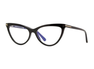 Tom Ford FT5896-B 001 Shiny Black/Clear Blue Light Block with Magnetic Clip-On Smoke Gradient 56mm