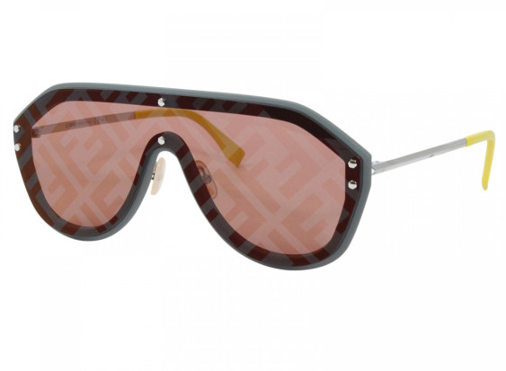 Fendi FFM0039/G/S KB77Y Rose Grey/Yellow Red Logo Mirror