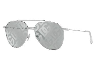 Dolce & Gabbana DG2296 05/AL Shiny Silver/Light Gray Tampo Mirrored DG Cross