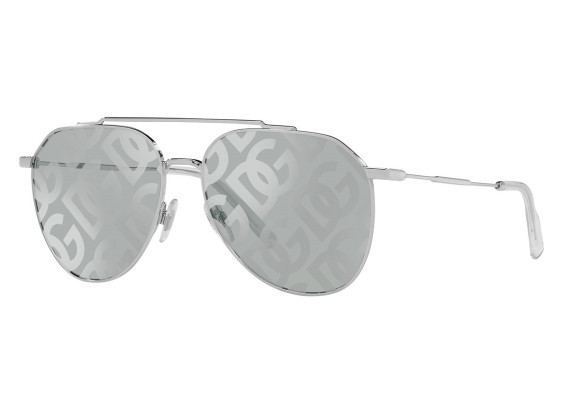 Dolce & Gabbana DG2296 05/AL Shiny Silver/Light Gray Tampo Mirrored DG Cross