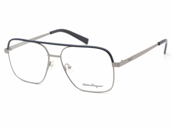 Salvatore Ferragamo SF2199L 072 Matte Ruthenium / Blue Leather 58mm