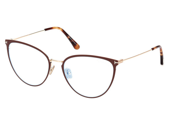 Tom Ford FT5840-B 046 Matte Brown/Rose Gold/Clear Blue Light Block 56mm