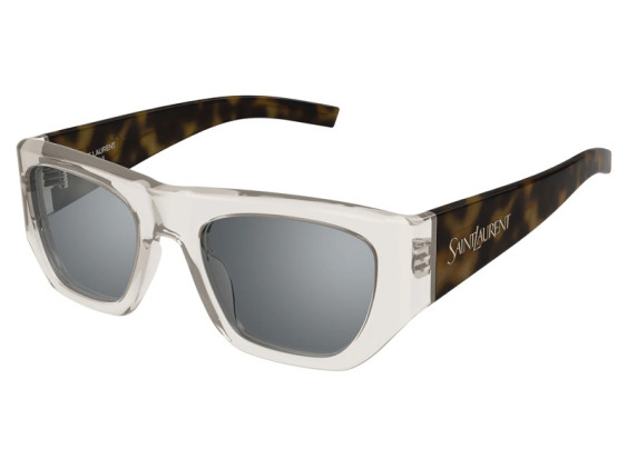 Saint Laurent SL740 003 Transparent Cream/Havana/Grey Silver Mirror