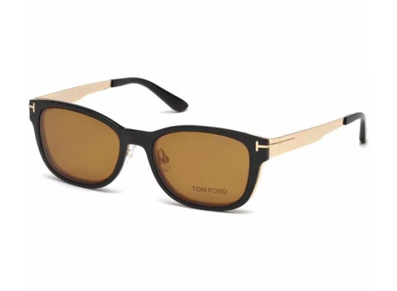 Tom Ford FT5474 32E Rose Gold/Clear Lens with Magnetic Sunglasses Brown Clip-On 53mm