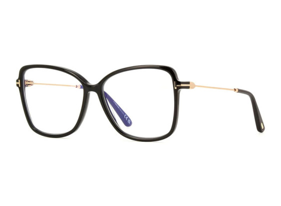 Tom Ford FT5953-B 001 Shiny Black/Clear Blue Light Block 55mm