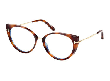 Tom Ford FT5815-B 053 Blonde Havana/Rose Gold/Clear Blue Light Block 54mm