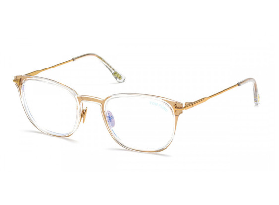 Tom Ford FT5694-B 030 Shiny Deep Gold with Transparent/Blue-light Prescription 52mm