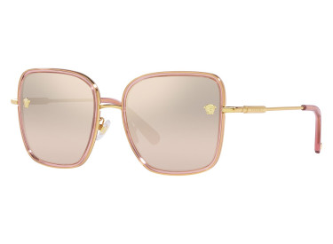 Versace VE2247D 14837I Transparent Pink/Pale Gold/Light Brown Mirrored Gradient Gold