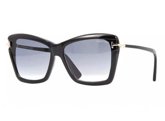 Tom Ford FT0849 01B Shiny Black with Rose Gold/Gradient Smoke