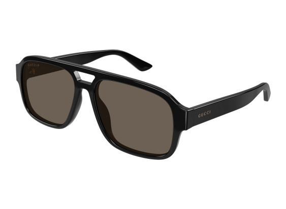 Gucci GG1342S 002 Shiny Black/Dark Brown Polarized