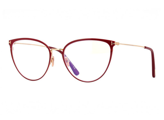 Tom Ford FT5840-B 066 Shiny Red/Gold/Clear Blue Light Block 56mm
