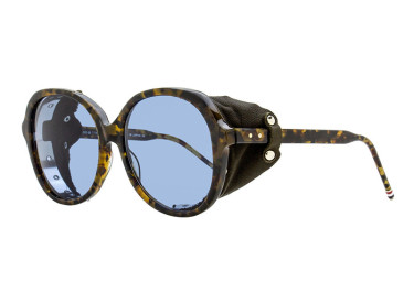 Thom Browne TB503 BTTKT Dark Havana with Leatherette Blinders/Blue