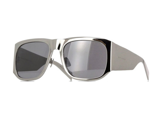 Saint Laurent SL636 002 Shiny Silver/Grey Silver Mirror