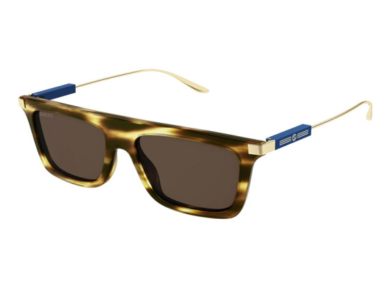 Gucci GG1437S 003 Shiny Striped Dark Havana/Gold/Brown