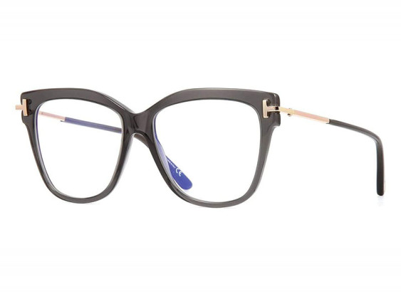 Tom Ford FT5704-B 020 Transparent Gray/Rose Gold/Clear Blue Light Protection 54mm