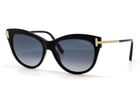 Tom Ford FT0821 01D Shiny Black with Rose Gold/Polarized Gradient Smoke