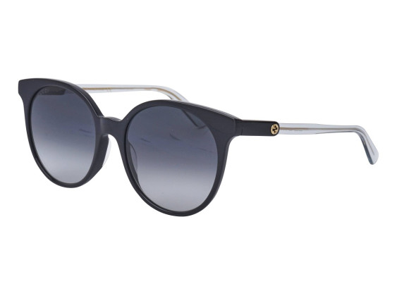 Gucci GG0488S 005 Shiny Black/Transparent Crystal/Blue Grey Gradient