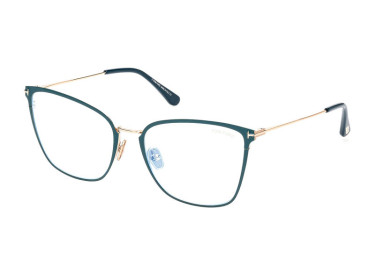 Tom Ford FT5839-B 087 Shiny Turquoise/Gold/Clear Blue Light Block 56mm