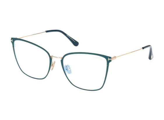 Tom Ford FT5839-B 087 Shiny Turquoise/Gold/Clear Blue Light Block 56mm