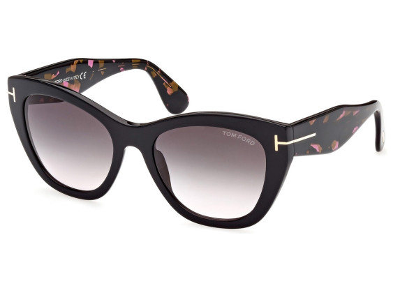 Tom Ford FT0940 05B Black/Leopard Purple Havana/Gradient Smoke to Pink