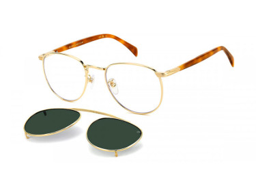 David Beckham DB 1144/CS 00NR UC Gold/Brown Havana/Clear with Magnetic Clip-On Green Lens Polarized